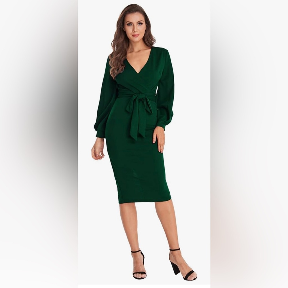 Elegant Green Wrap Dress